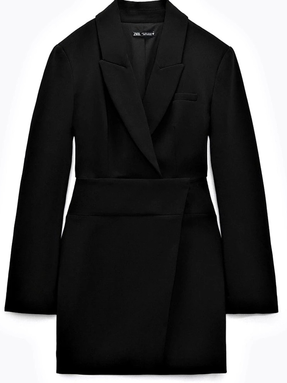 Zara Shawl Collar Tuxedo Blazer Dress Black